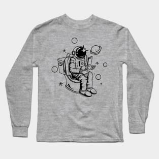 Poopin Astronaut In Space Funny Space Gift Long Sleeve T-Shirt